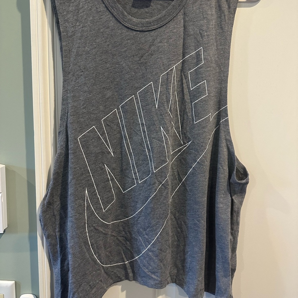 Nike Gray Crop Muscle Tee with Cut Out Design